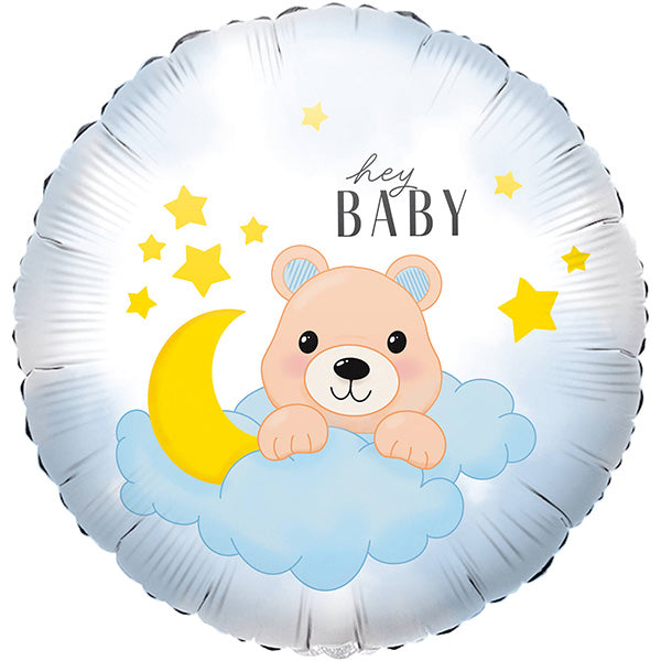 Folija balon „Hey Baby“ – meda na oblaku, 46 cm