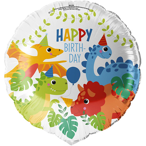Folija balon „Happy Birthday“ – dinosaurusi, 46 cm