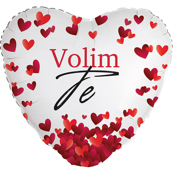 Folija balon srce „Volim te“ – crvena srca, 46 cm