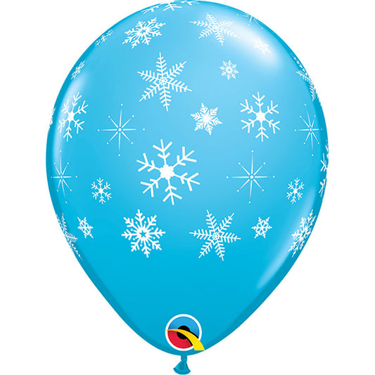11”28cm Robin’s Egg Snowflakes Latex balona
