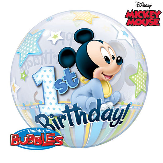 Mickey Mouse 1st Birthday Bubble Balon