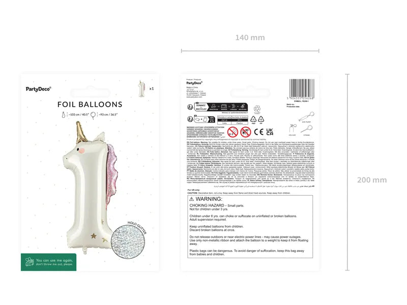 Folija balon broj 1 – Unicorn 93 cm