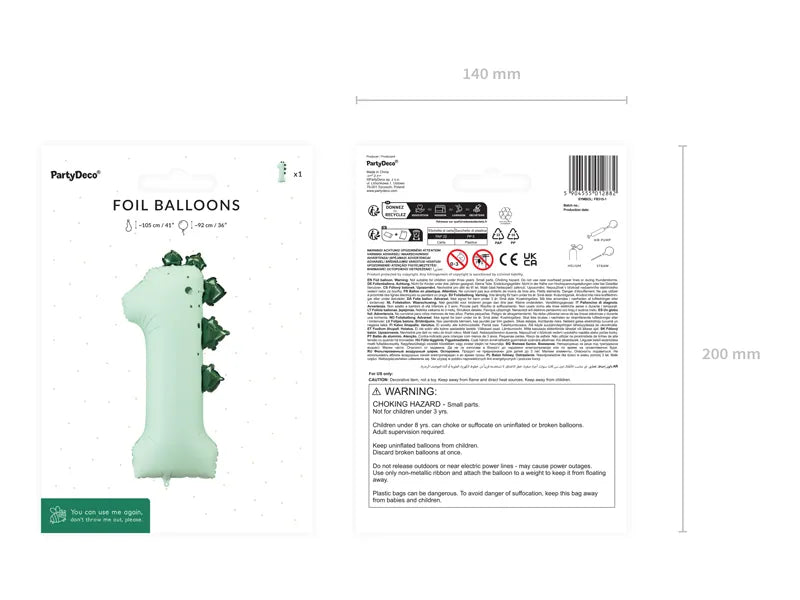 Folija balon broj 1 – Dinosaur 92 cm