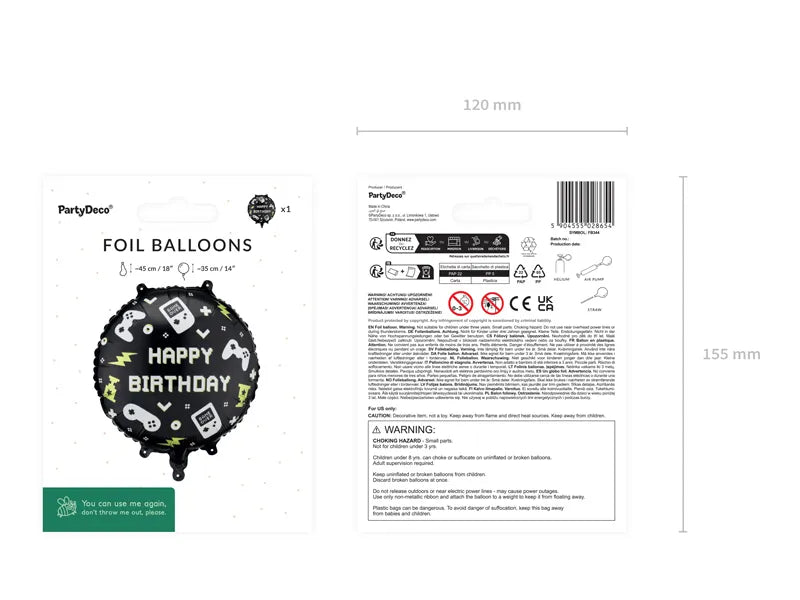 Happy Birthday Gaming folija balon 45 cm
