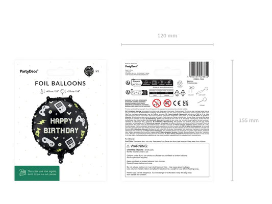 Happy Birthday Gaming folija balon 45 cm