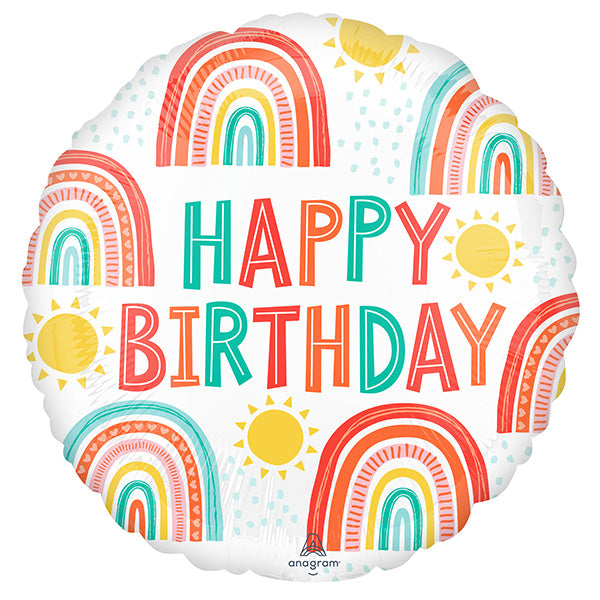 Retro Rainbow Birthday Folija Balon