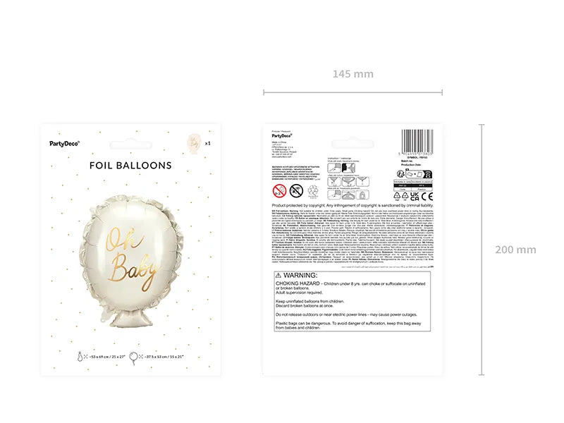 Folija balon „Oh Baby“ 53 × 69 cm