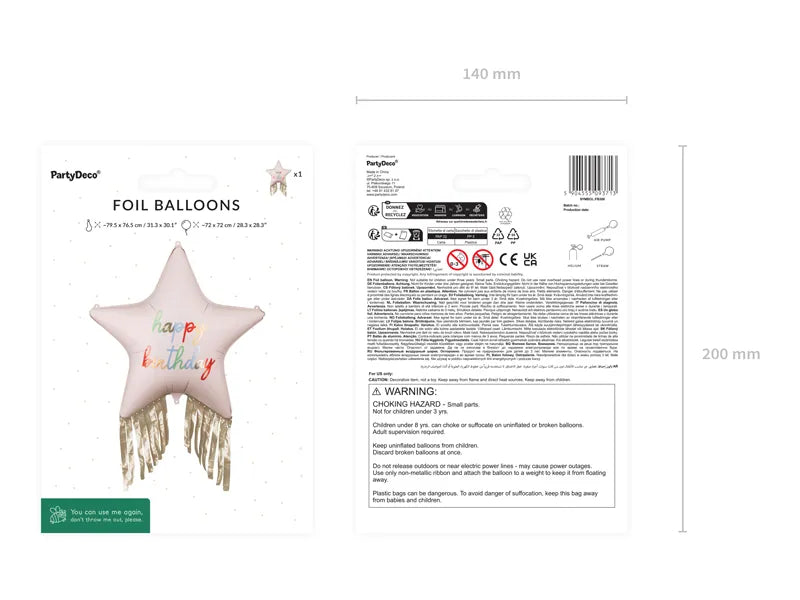 Folija balon „Zvezda sa resama – Happy Birthday“
