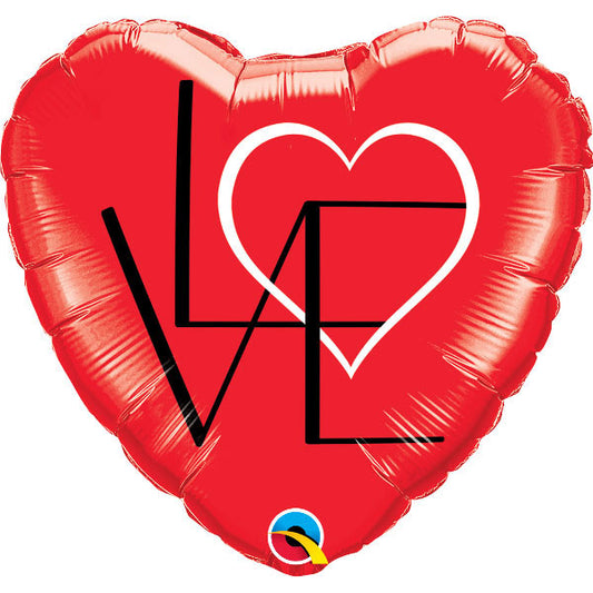 Heart L(HEART)VE Red Folija Balon