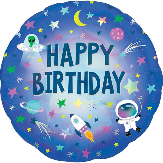 18"46cm Happy Birthday Outer Space Folija balon