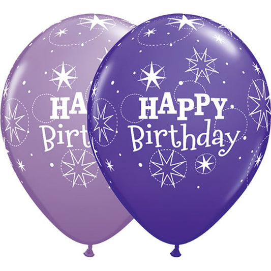 Happy Birthday Sparkle Purpure & Lilac Latex Baloni