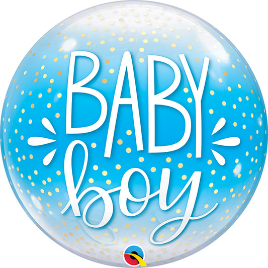 Baby Boy Blue & Confetti Dots Bubble Balon