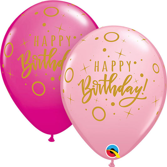 Birthday Dots & Sparkles Pink Latex Baloni