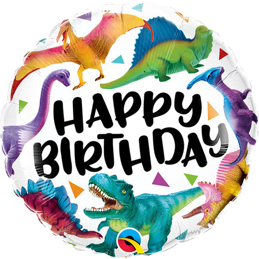 18"46 cm Happy Birthday Colorful Dinosaurus Folija balon