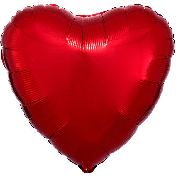Folija balon srce, crveno metalik, 36 cm