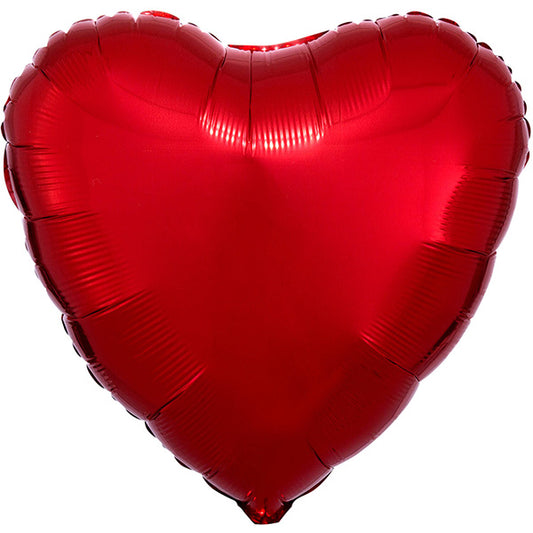 Folija balon srce, crveno metalik, 36 cm