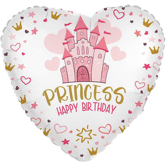 Folija balon srce „Princess – Happy Birthday“, 46 cm