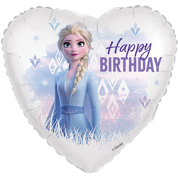 Folija balon srce „Happy Birthday“ – Elsa (Frozen), 46 cm