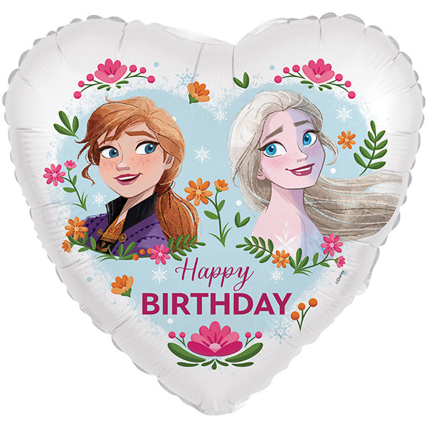 Folija balon srce „Happy Birthday“ – Ana i Elsa (Frozen), 46 cm