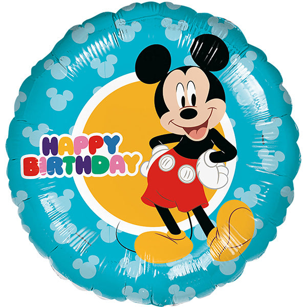 Folija balon „Happy Birthday“ – Miki Maus, tirkizni, 46 cm