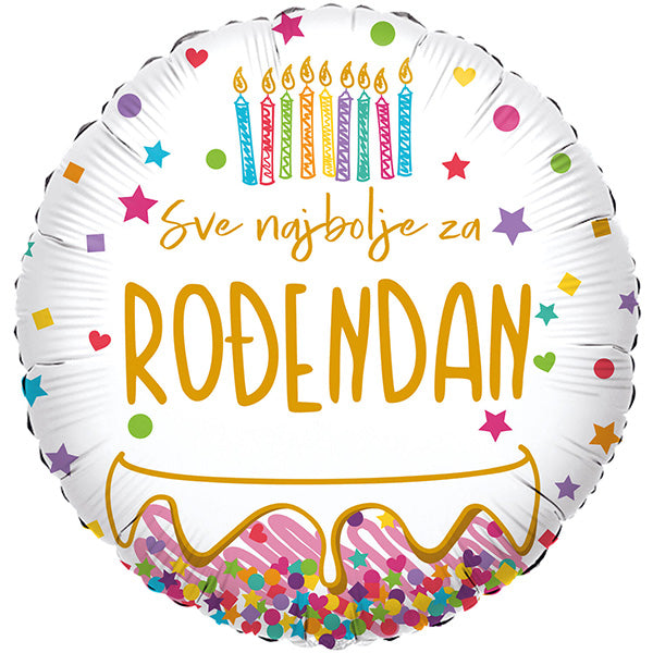 Folija balon „Sve najbolje za rođendan“ – torta, 46 cm