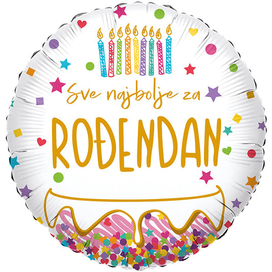 Folija balon „Sve najbolje za rođendan“ – torta, 46 cm