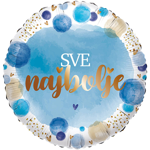 Folija balon „Sve najbolje“ – plavi, 46 cm