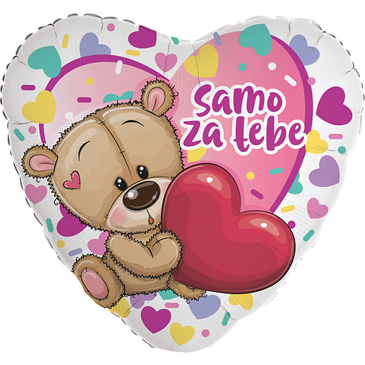 Folija balon srce „Samo za tebe“ – meda, 46 cm