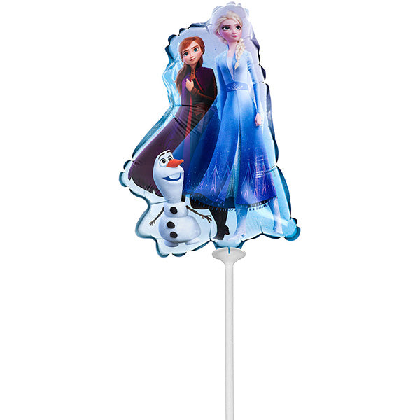Mini folija balon na štapiću – Ana, Elsa i Olaf (Frozen), 23 cm