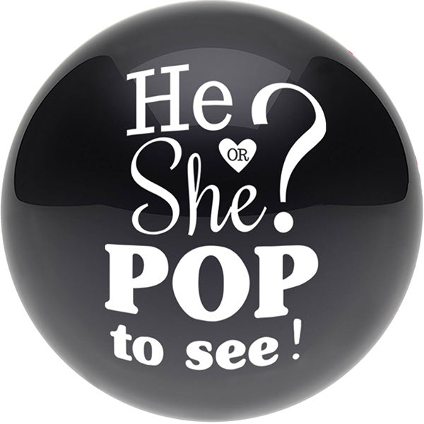 Lateks balon „He or She? Pop to see!“ – crni, 61 cm