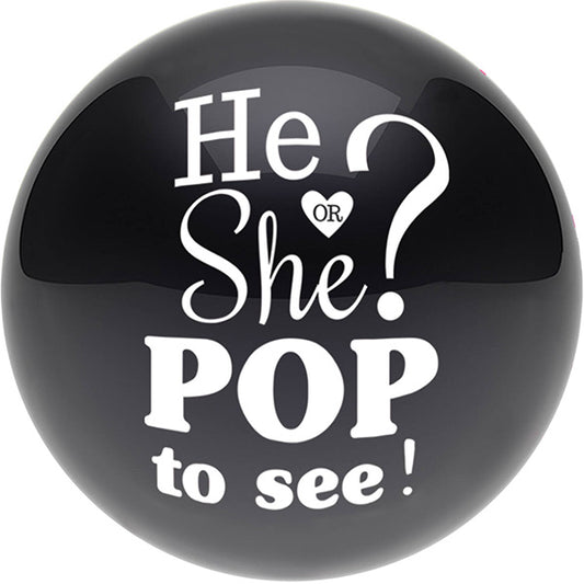 Lateks balon „He or She? Pop to see!“ – crni, 61 cm