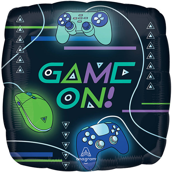 Kvadratni folija balon „Game On!“ – gejmeri, 46 cm