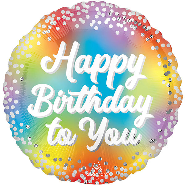 Folija balon „Happy Birthday to You“ – dugine boje, 46 cm