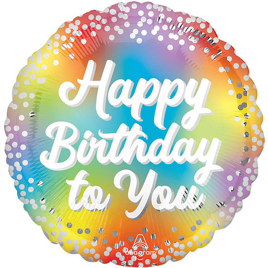 Folija balon „Happy Birthday to You“ – dugine boje, 46 cm