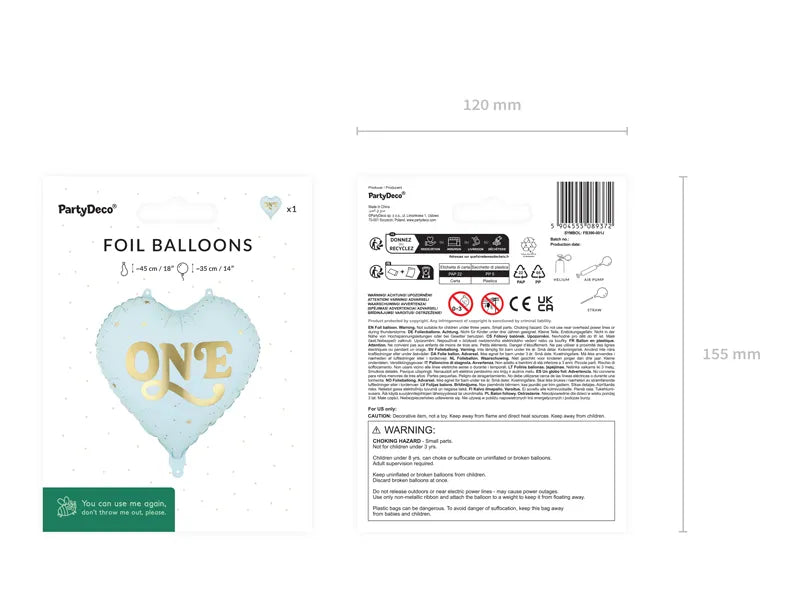 Folija balon srce “ONE” svetlo plavi