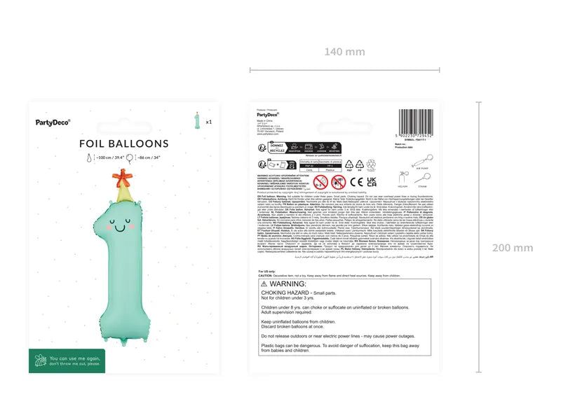 Folija balon broj 1 – mint 86 cm
