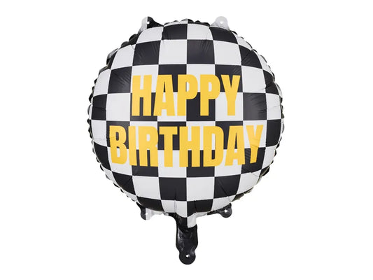 Happy Birthday folija balon “Checkered Flag”