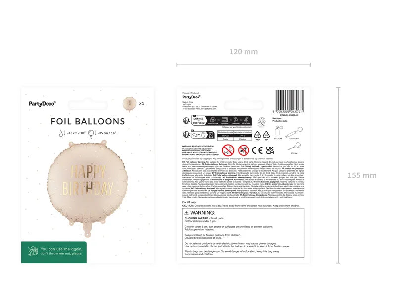 Happy Birthday folija balon krem