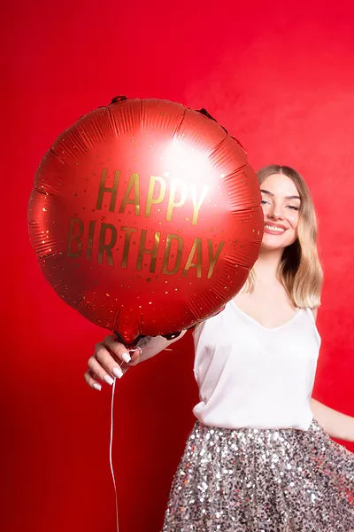 Happy Birthday folija balon tamno crveni