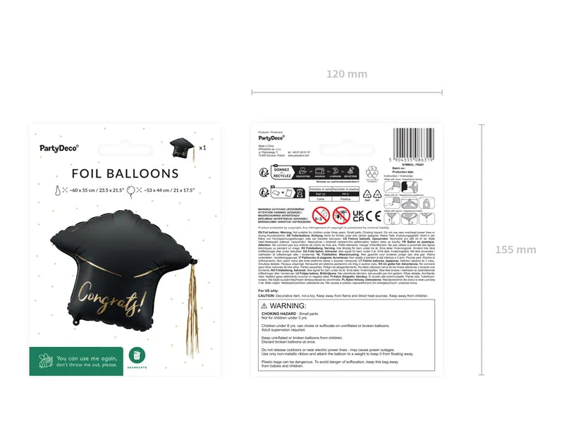 Folija balon „Diplomska kapa – Congrats“