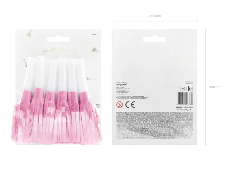 Party trubice svetlo roze