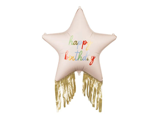 Folija balon „Zvezda sa resama – Happy Birthday“