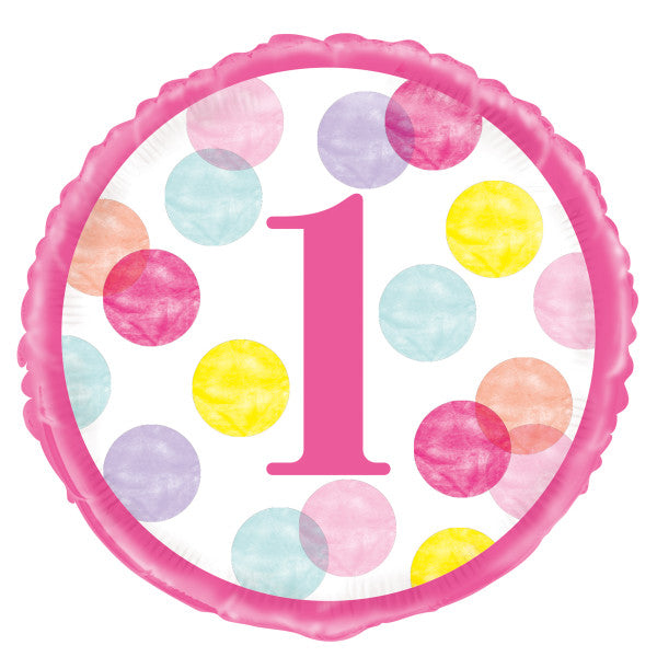 1St Birthday Pink Dots Folija Balon