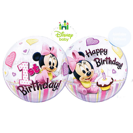 1st Birthday Mini Maus Bubble Balon