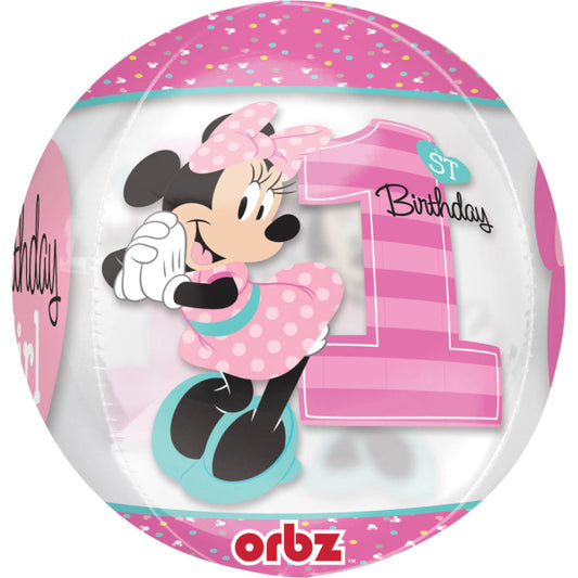 Orbz Minnie 1st Birthday Balon