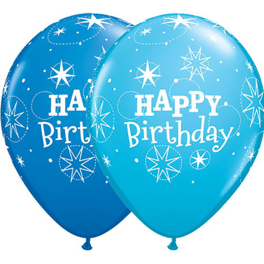 Happy Birthday Sparkle Blue Latex Baloni