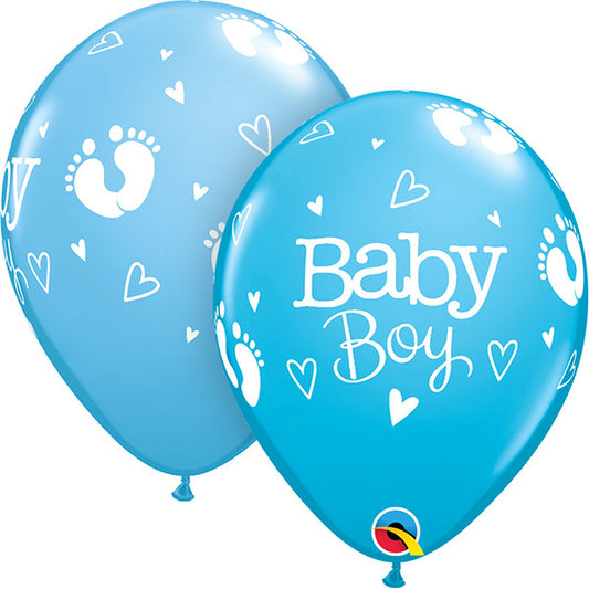 Baby Boy Footprints & Hearts  Latex Baloni
