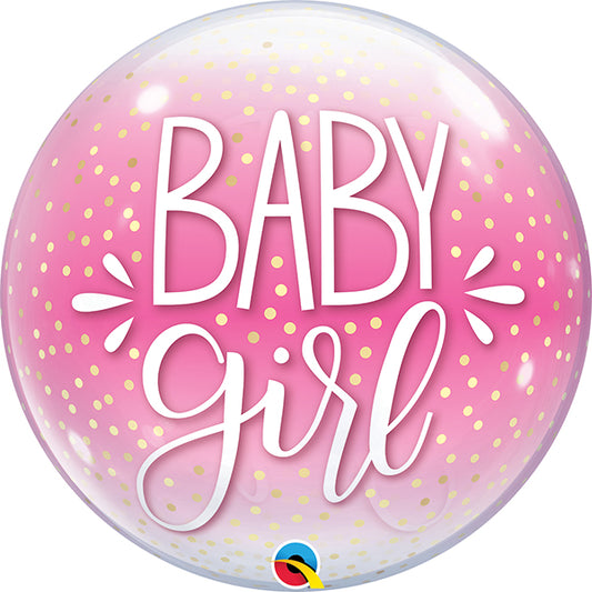 Baby Girl Pink & Confetti Dots Bubble Balon