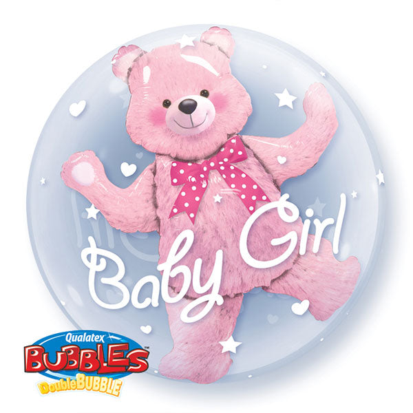 Double Baby Pink Bear Bubble Balon